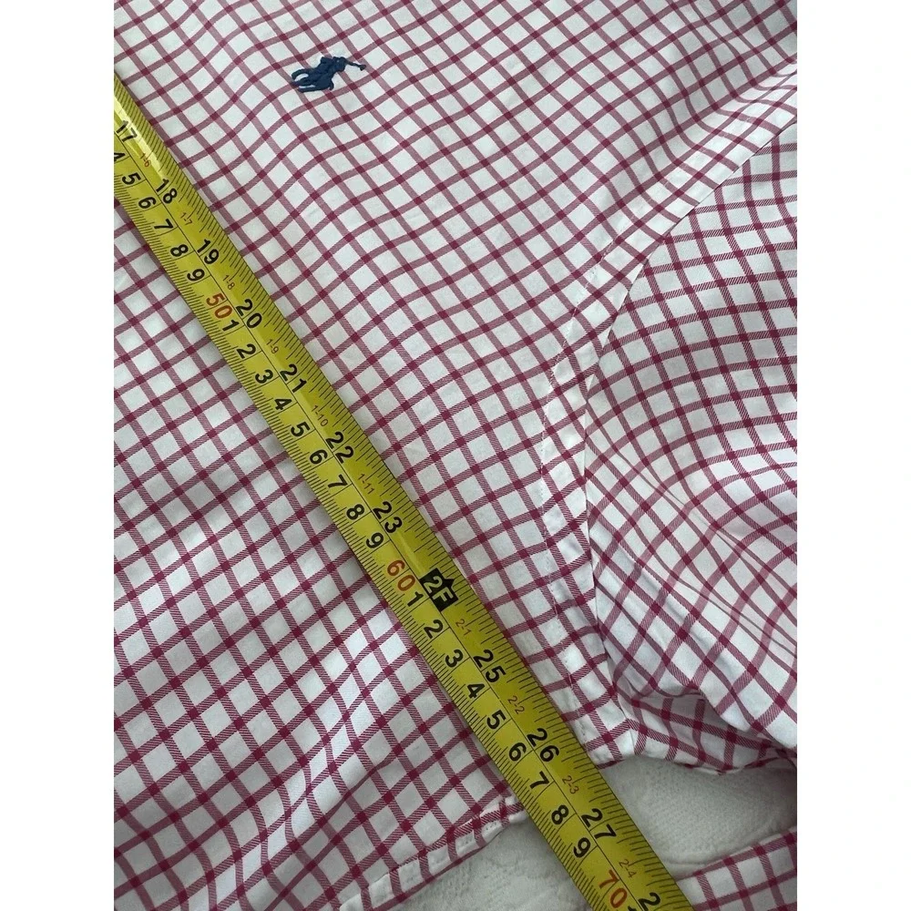 Polo Ralph Lauren Shirt Mens XL Red Pink Check Cotton Button Down Blue Pony